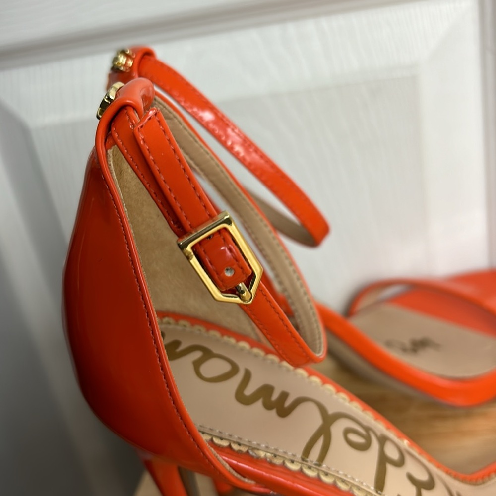 SAM EDELMAN SIZE 7.5 ARIELLA Orange open toe high heel sandals with ankle strap - Picture 7 of 13